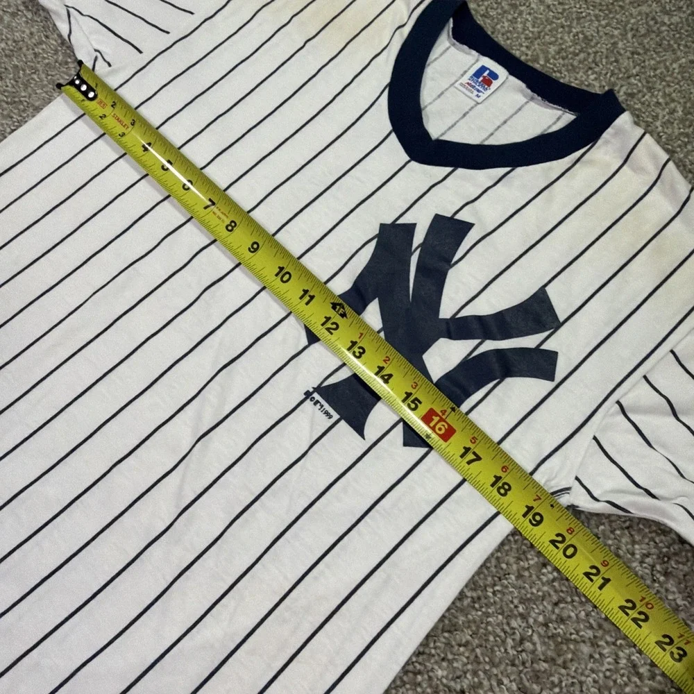 Vintage Yankees Pinstripe Shirt Russell Athletic Medium 90s Classic